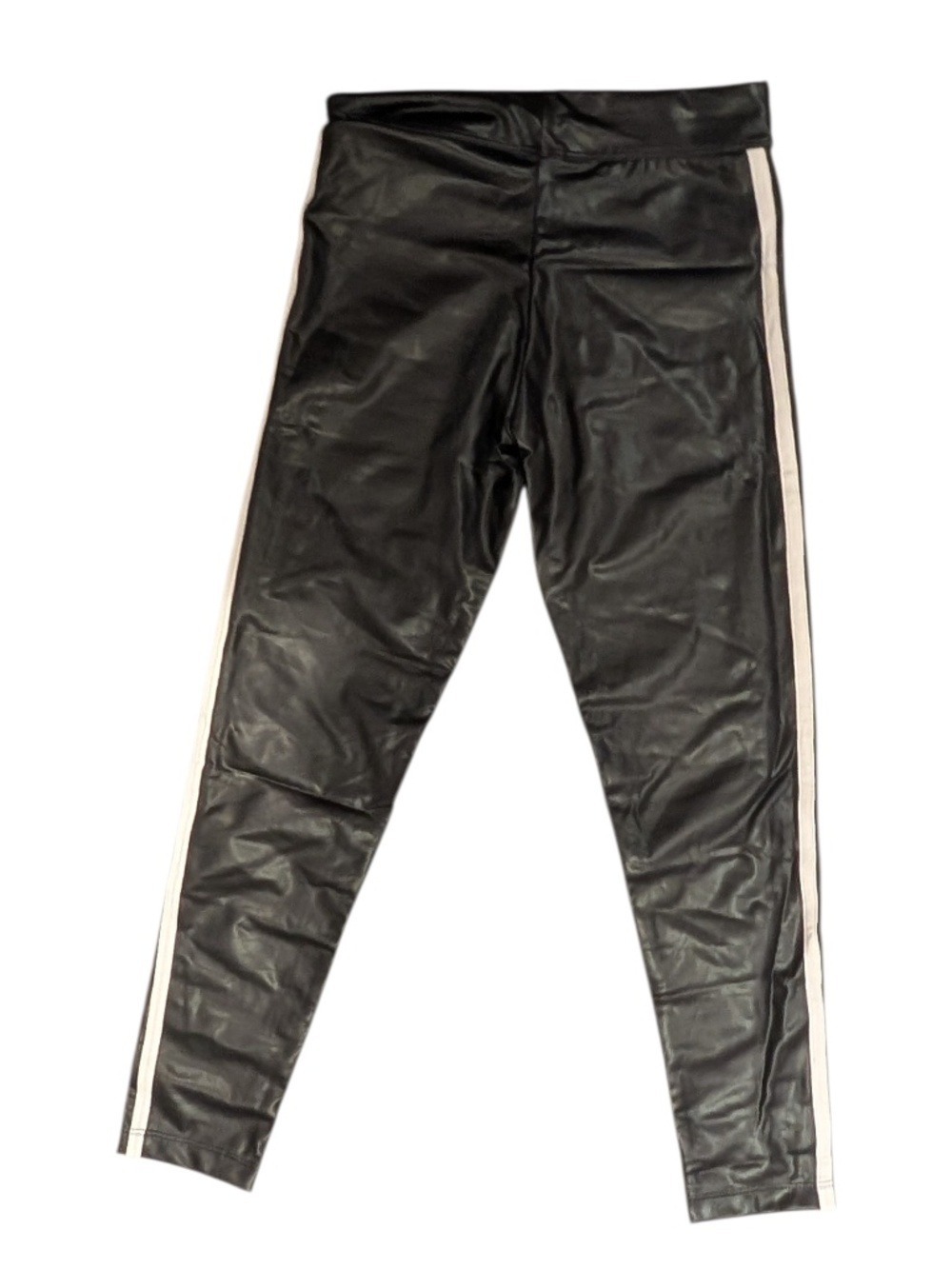 FLOWERS BY ZOE black & white faux leather leggings - size L (approx 12)